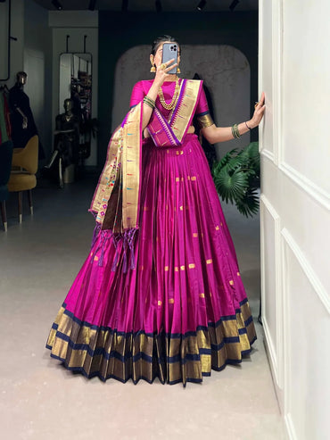 Silk Paithani Lehenga Choli | Jacquard Silk Zari Weaving Lehenga for Weddings & Festive Wear