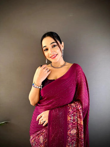 Fancy Georgette Saree with Sequence Work & Foil Print | Party Wear Saree