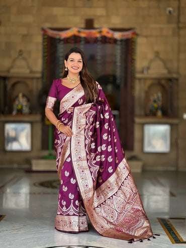 Banarasi Silk Saree with Zari & Meenakari – Premium Wedding Collection