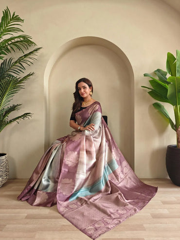 Premium Silk Weaving Saree with Banarasi Zari Work – Veenari Festive Collection
