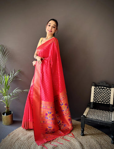 Pure Paithani Saree with Copper Zari & Designer Pallu – Soft Weave