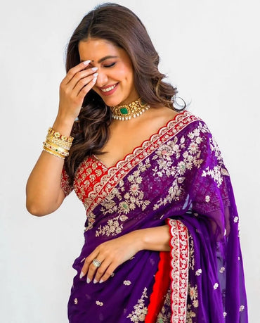 Bollywood Trending Rangoli Blooming Silk Saree | Embroidered Silk Saree Collection