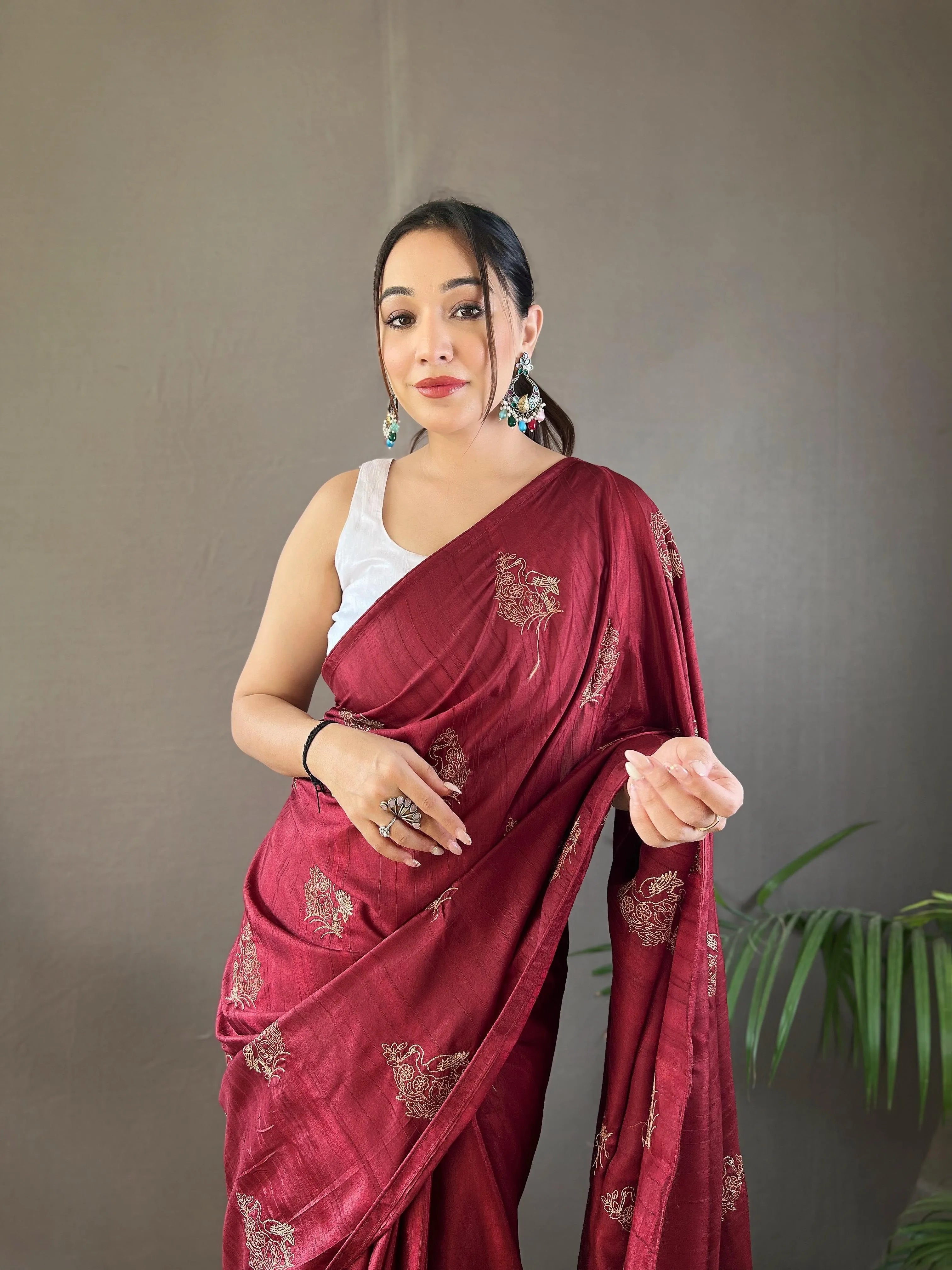 Luxury Silk Saree with Zari Embroidery & Piping | Elegant Zari Sarees