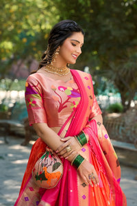 Paithani Saree Lehenga for Ganpati | Jacquard Silk Paithani Saree with Blouse & Dupatta
