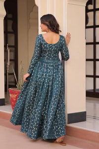 Premium Indian Ethnic Readymade Gown – Party & Evening Wear (Blue)