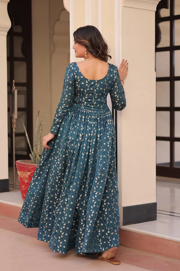 Premium Indian Ethnic Readymade Gown – Party & Evening Wear (Blue)