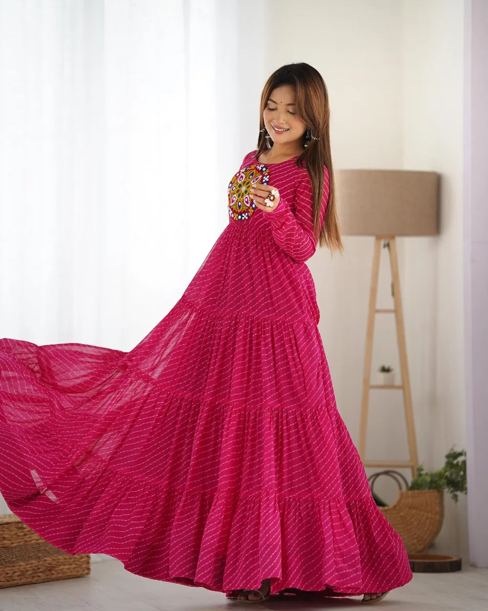 Navratri Lehenga Choli Collection | Designer Silk Fabric Lehenga with Embroidery & Dupatta (Pink)