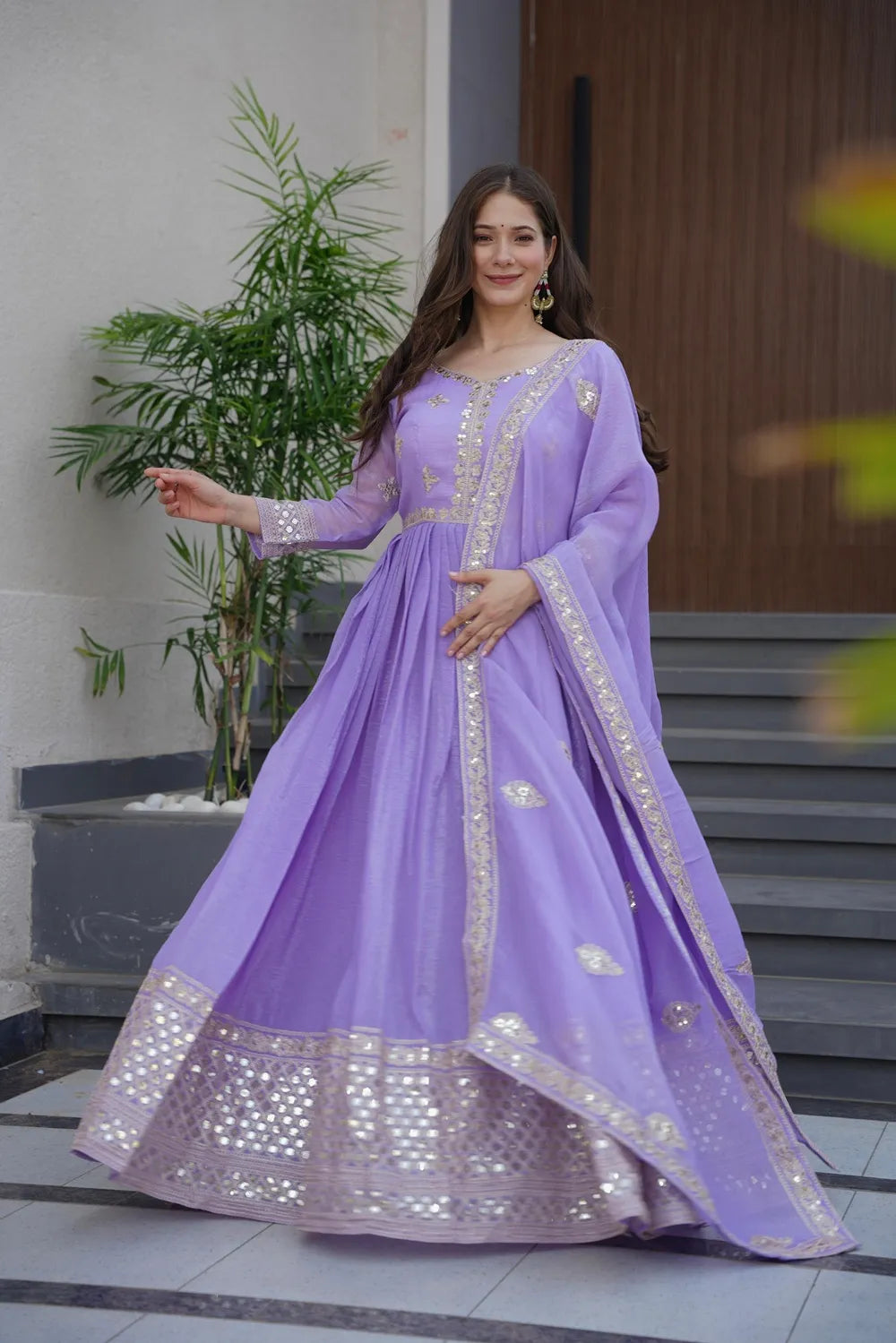 Designer Party Wear Gown Online | Embroidered Party Wear Gown Collection