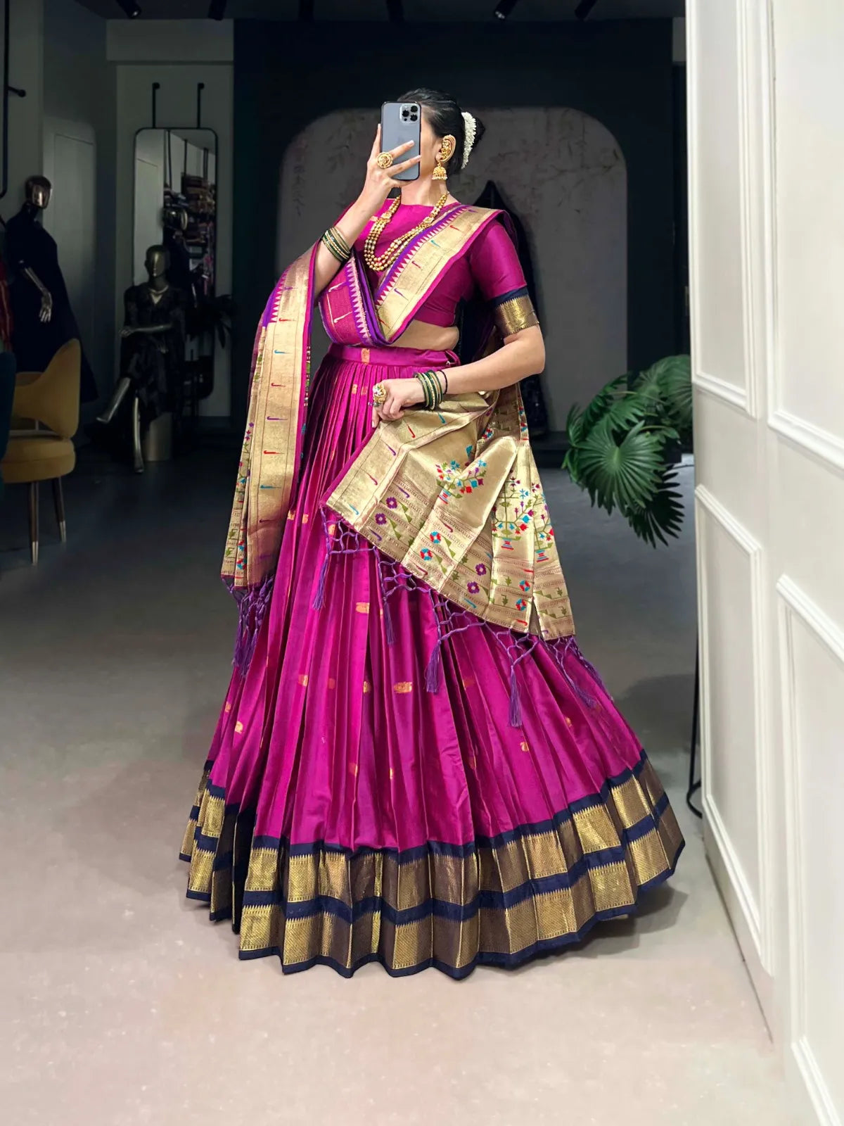 Silk Paithani Lehenga Choli | Jacquard Silk Zari Weaving Lehenga for Weddings & Festive Wear