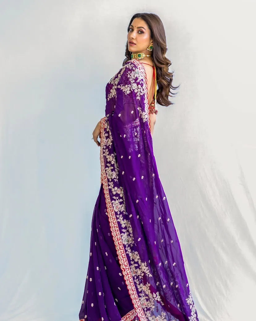 Bollywood Trending Rangoli Blooming Silk Saree | Embroidered Silk Saree Collection