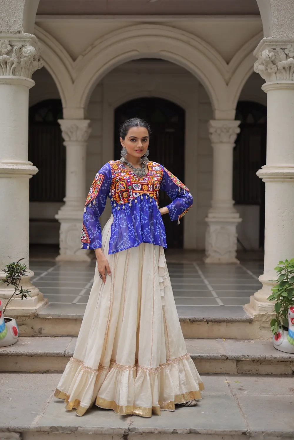 Cotton Lehenga Choli for Navratri 2025 – Designer Navratri Lehenga Set (Blue)
