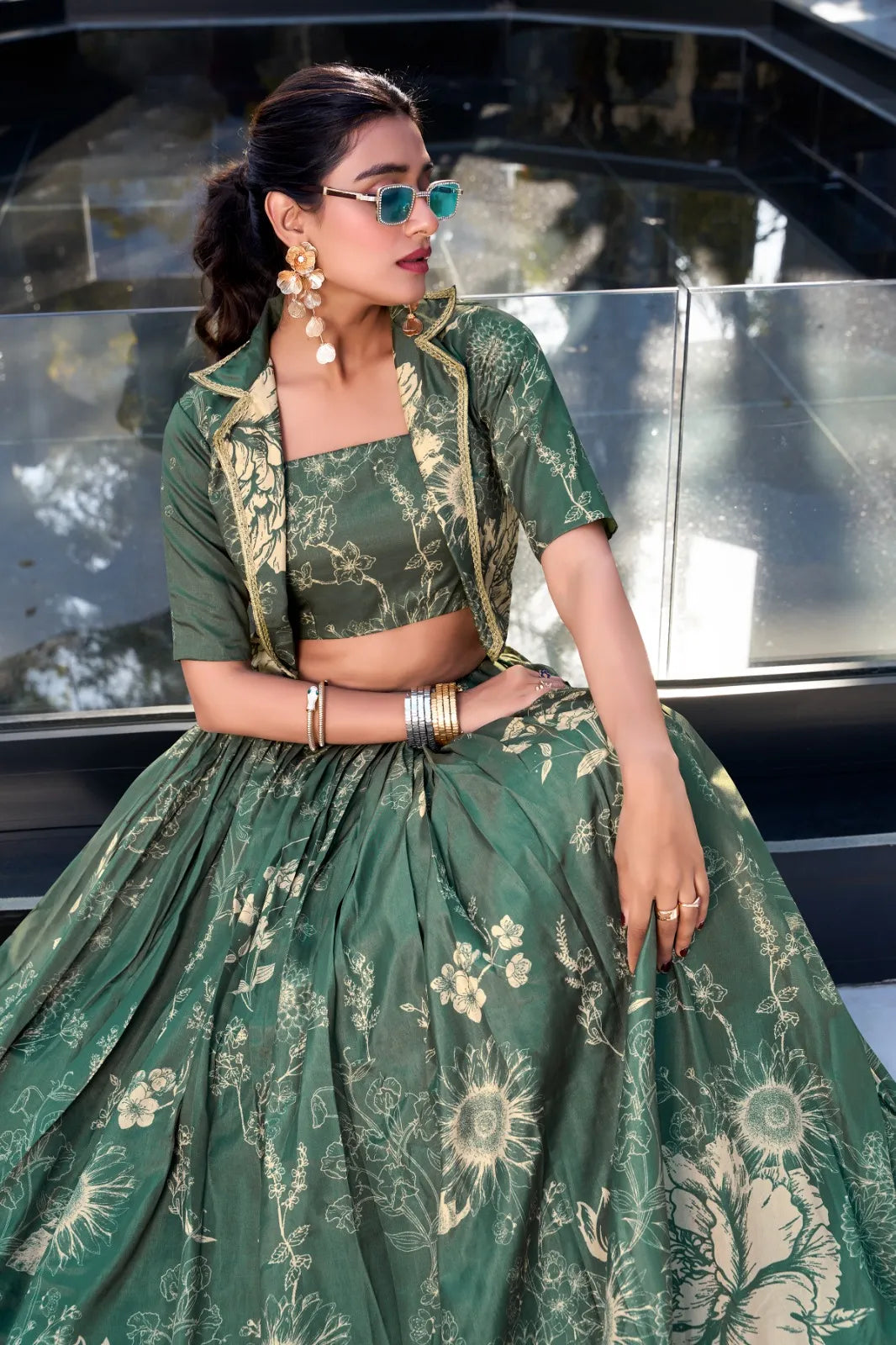 Modern Printed Floral Silk Lehenga with Koti | Wedding & Party Wear Lehenga Choli 2025