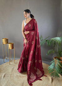 Luxury Silk Saree with Zari Embroidery & Piping | Elegant Zari Sarees