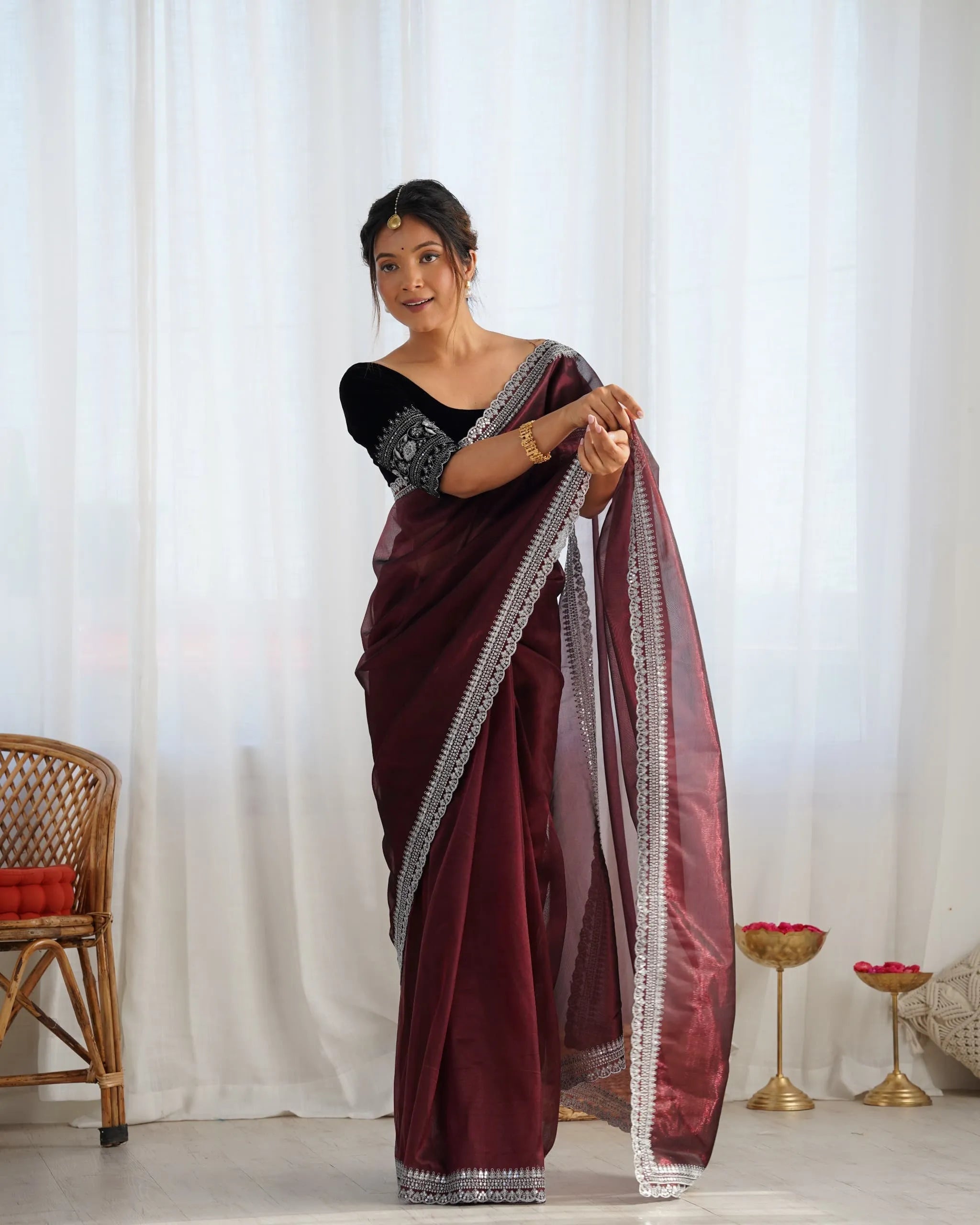 Beautiful light weight dola tussar silk sarees with all over temple  design  along with zari border
