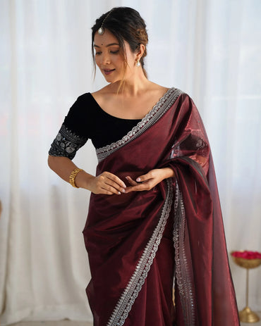Beautiful light weight dola tussar silk sarees with all over temple  design  along with zari border