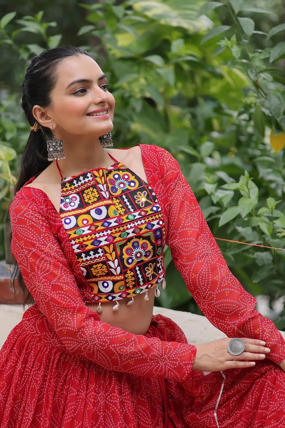 Navratri Lehenga Choli 2025 – Bandhej Print Designer Lehenga Set (Pink)